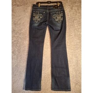 Miss Me Womens Bootcut Jeans Size 30 JP5145B2 Dark Wash Fleur-De-Lis Studded